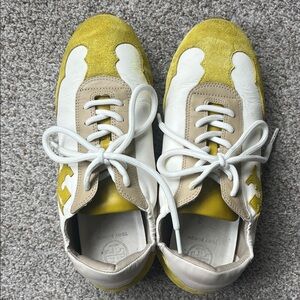 Tory Burch Yellow and White Sneakers